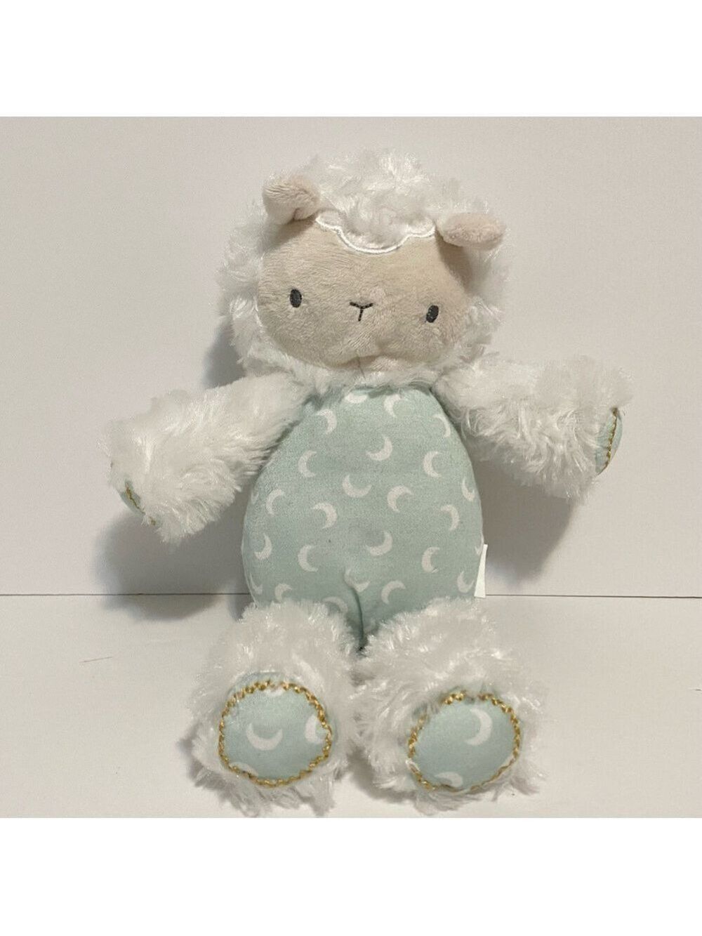 Ingenuity Lamb Plush Lovey Baby Toy Stuffed Animal Soft Cuddle White Mint Blue